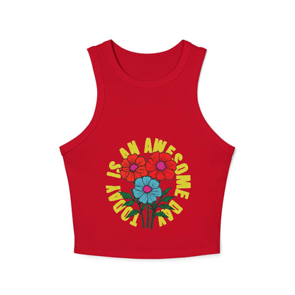 Blooming Flowers 'I Am Awesome' Racer Tank | Light, Bright Micro Rib Racer Tank Top