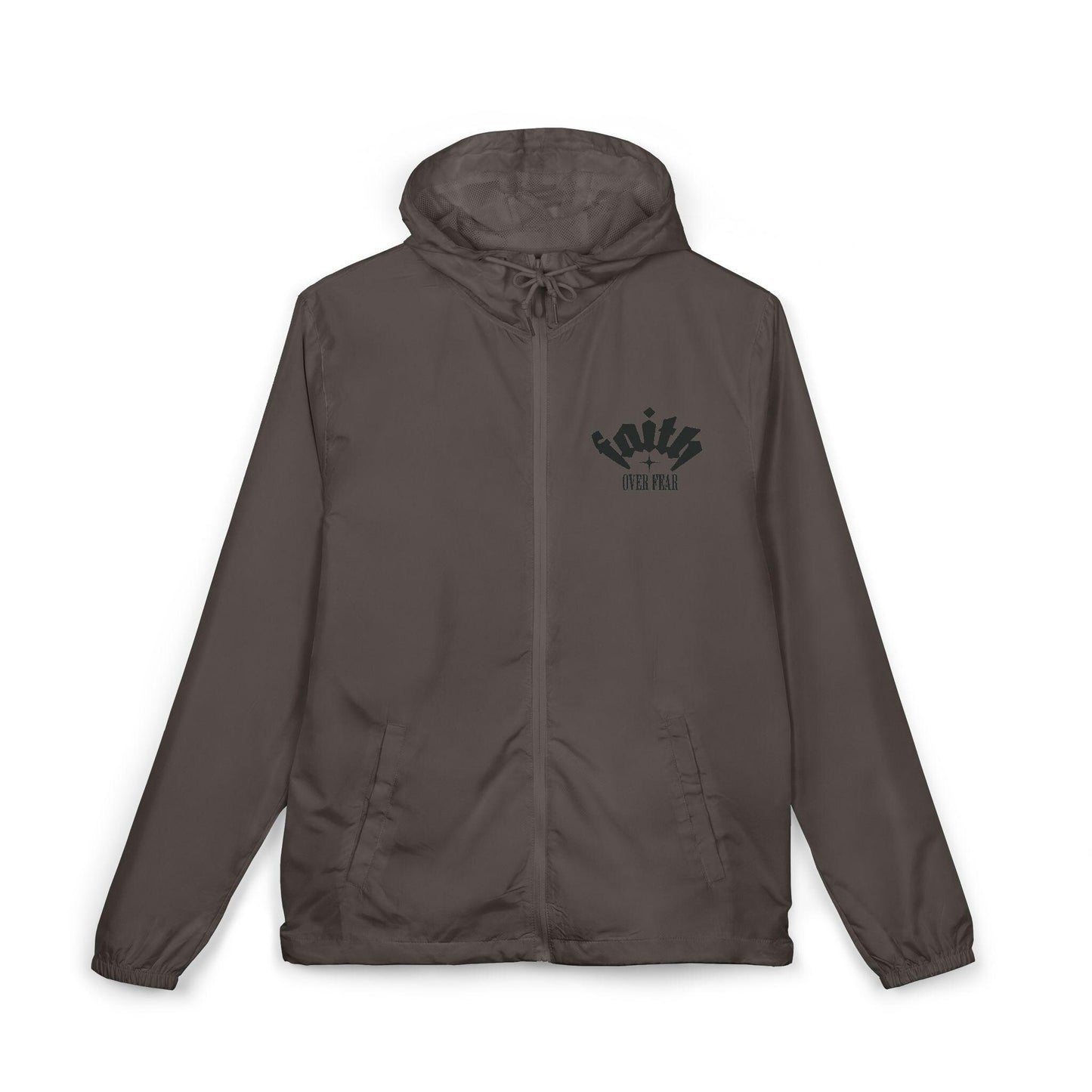 Riot Squad front chest logo Windbreaker Jacket | Minimal black graphic, hooded zip | Full-Zip Windbreaker