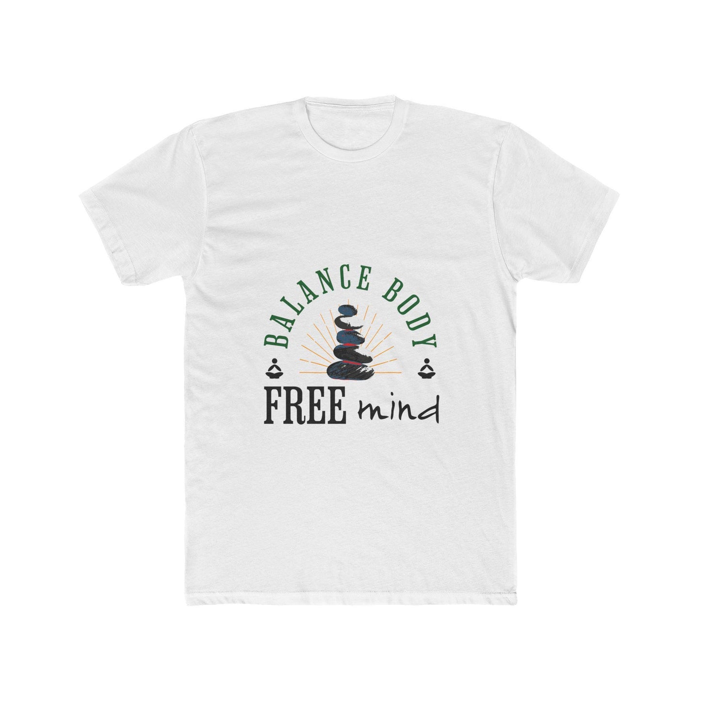 Balance Body Free Mind tee | Zen stacked stones graphic | Soft, Lightweight Fabric Tshirt