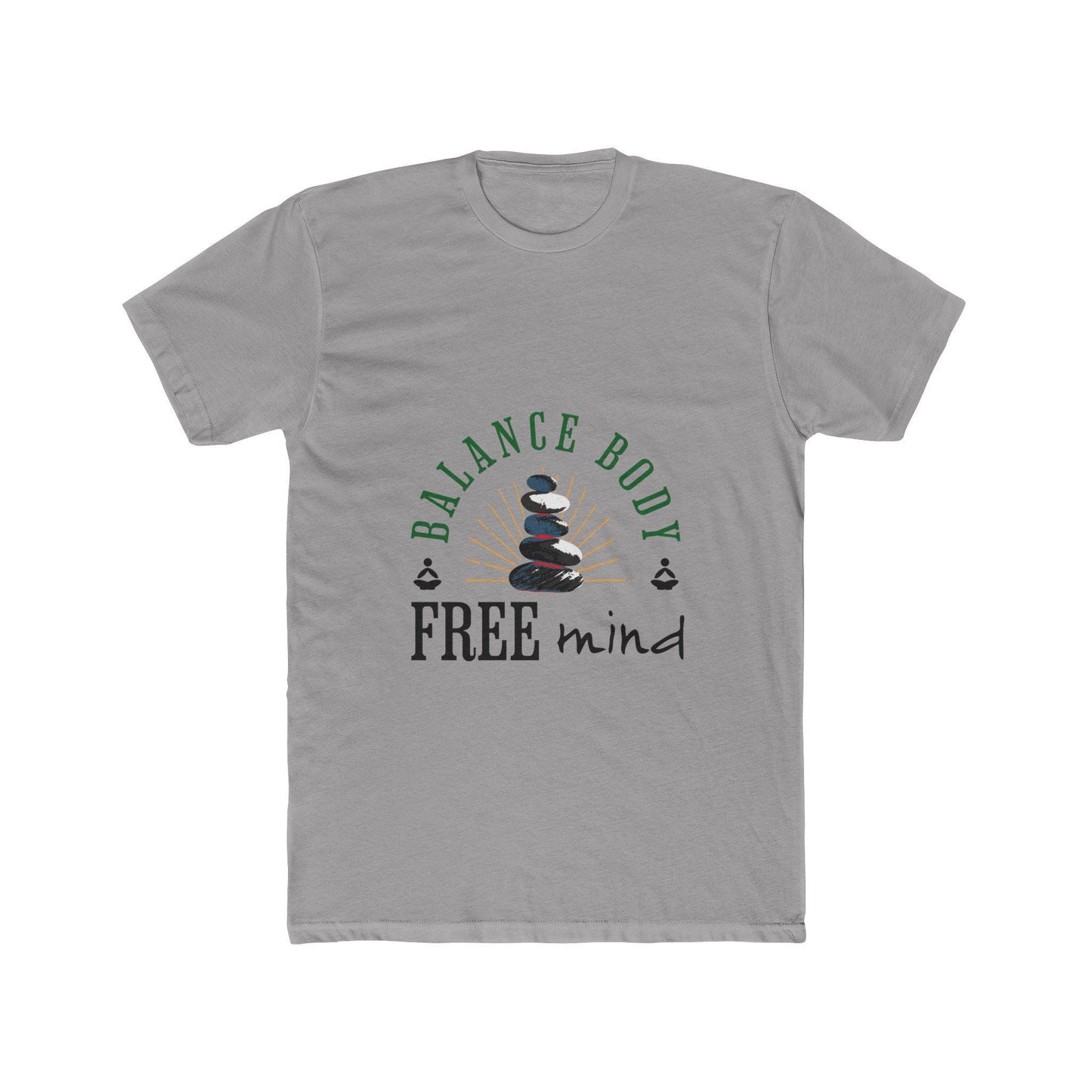 Balance Body Free Mind tee | Zen stacked stones graphic | Soft, Lightweight Fabric Tshirt
