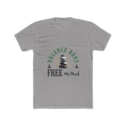 Balance Body Free Mind tee | Zen stacked stones graphic | Soft, Lightweight Fabric Tshirt