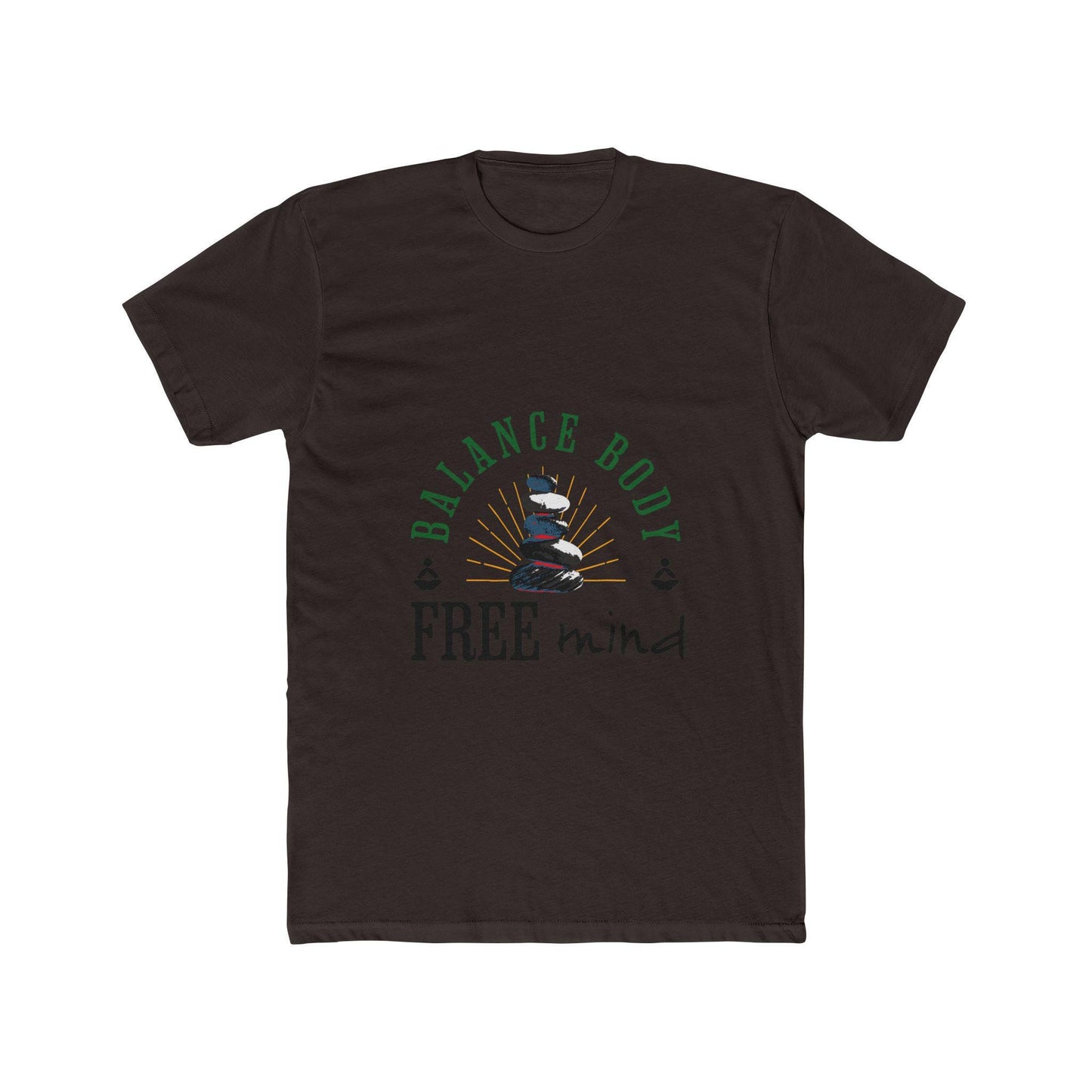 Balance Body Free Mind tee | Zen stacked stones graphic | Soft, Lightweight Fabric Tshirt
