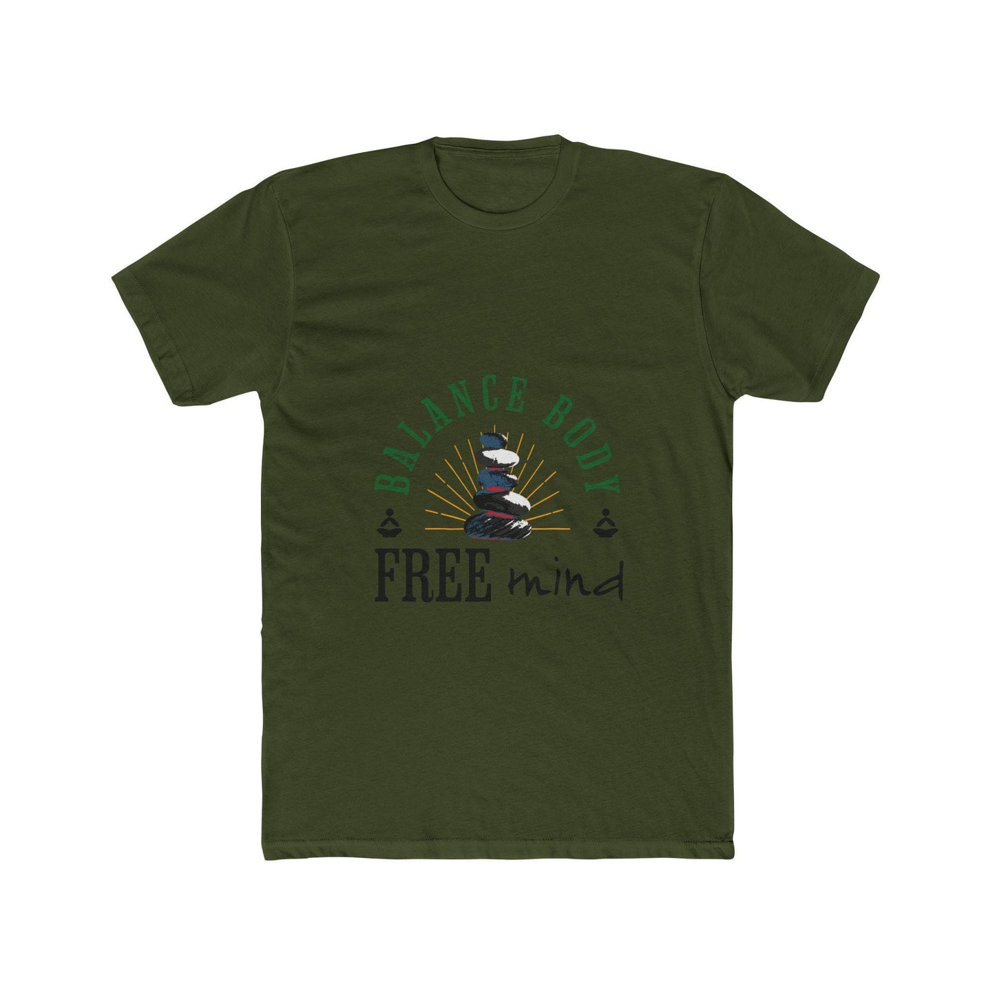 Balance Body Free Mind tee | Zen stacked stones graphic | Soft, Lightweight Fabric Tshirt