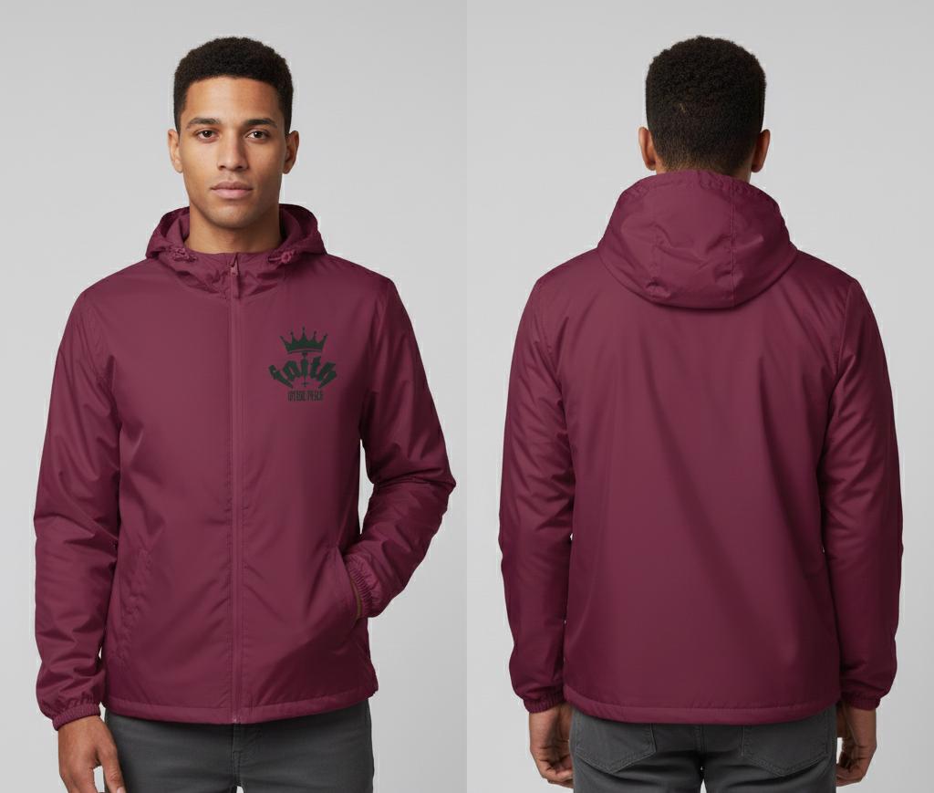 Riot Squad front chest logo Windbreaker Jacket | Minimal black graphic, hooded zip | Full-Zip Windbreaker
