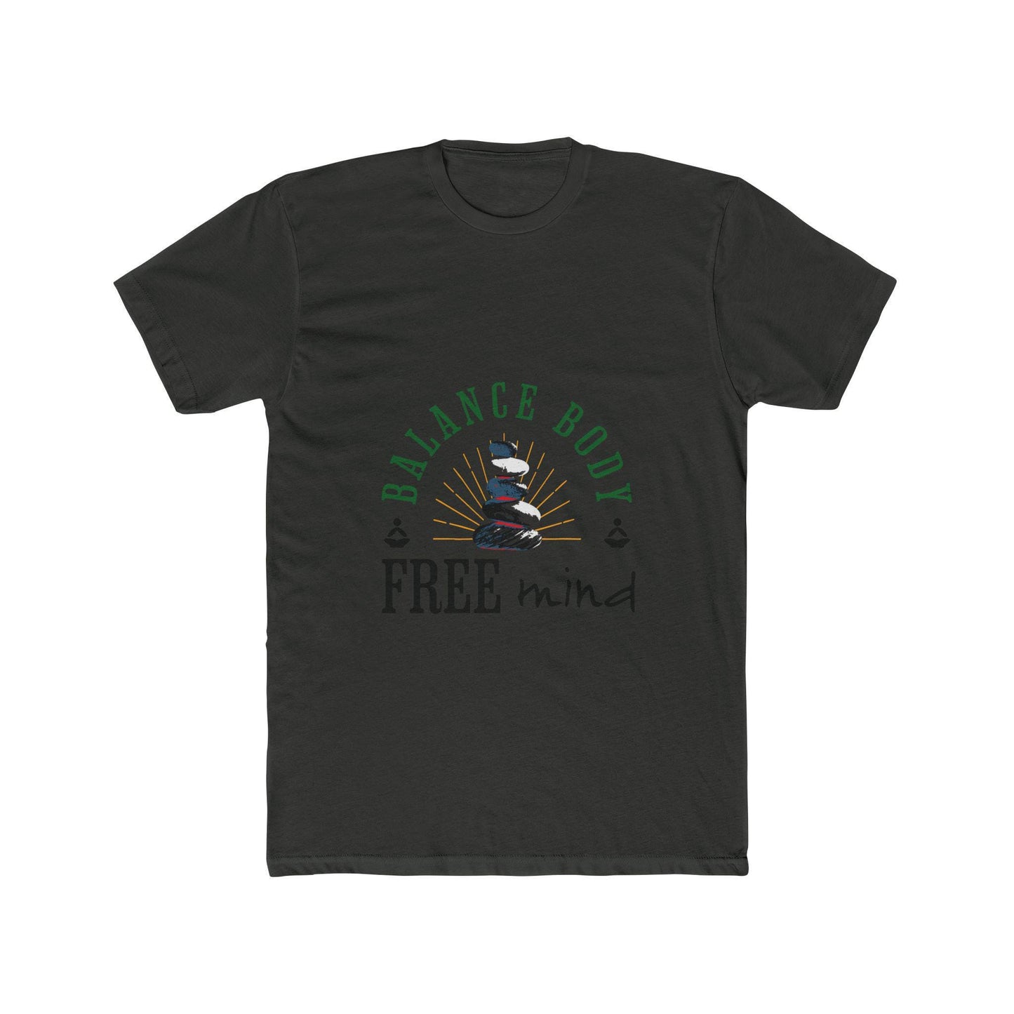 Balance Body Free Mind tee | Zen stacked stones graphic | Soft, Lightweight Fabric Tshirt