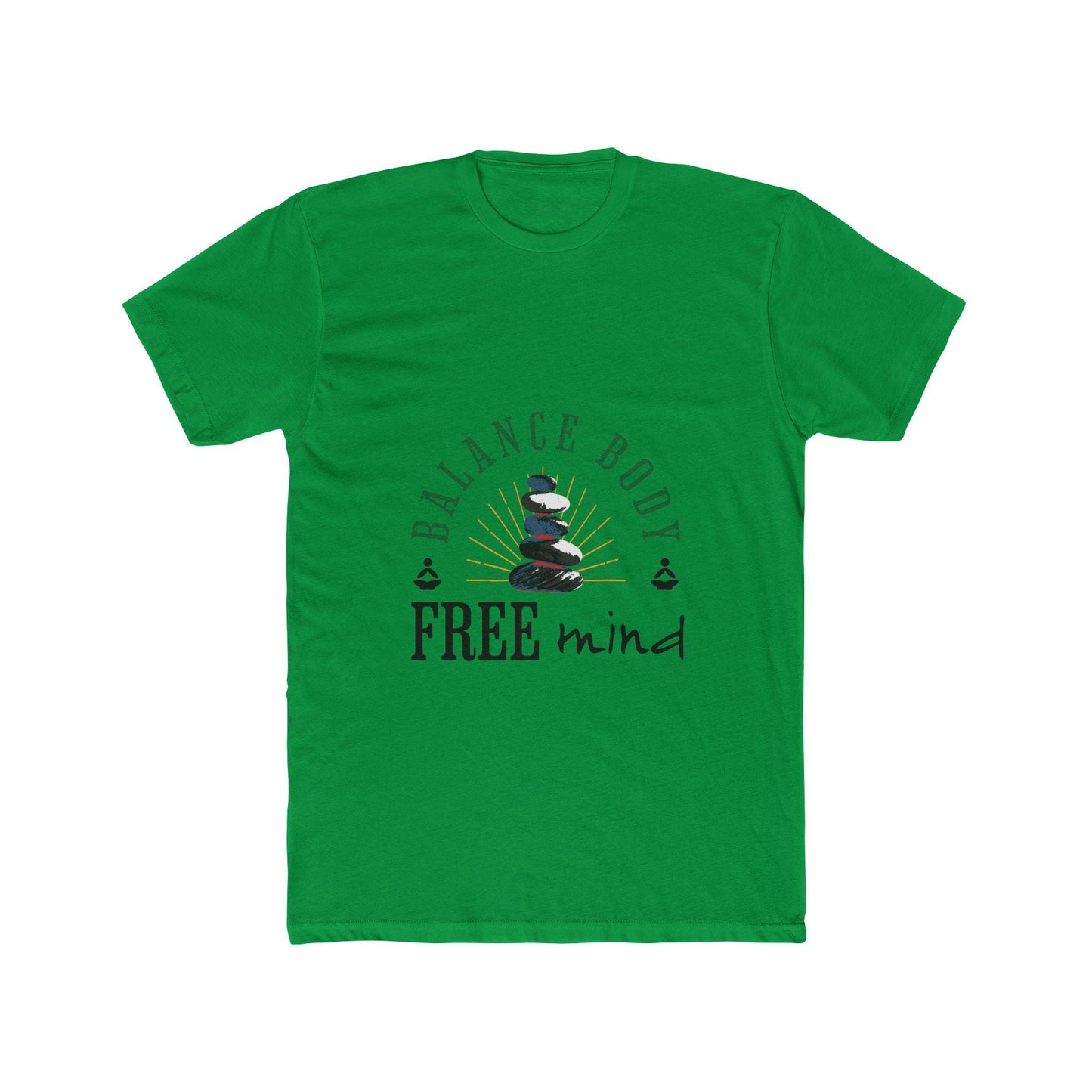 Balance Body Free Mind tee | Zen stacked stones graphic | Soft, Lightweight Fabric Tshirt
