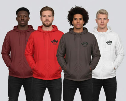 Riot Squad front chest logo Windbreaker Jacket | Minimal black graphic, hooded zip | Full-Zip Windbreaker