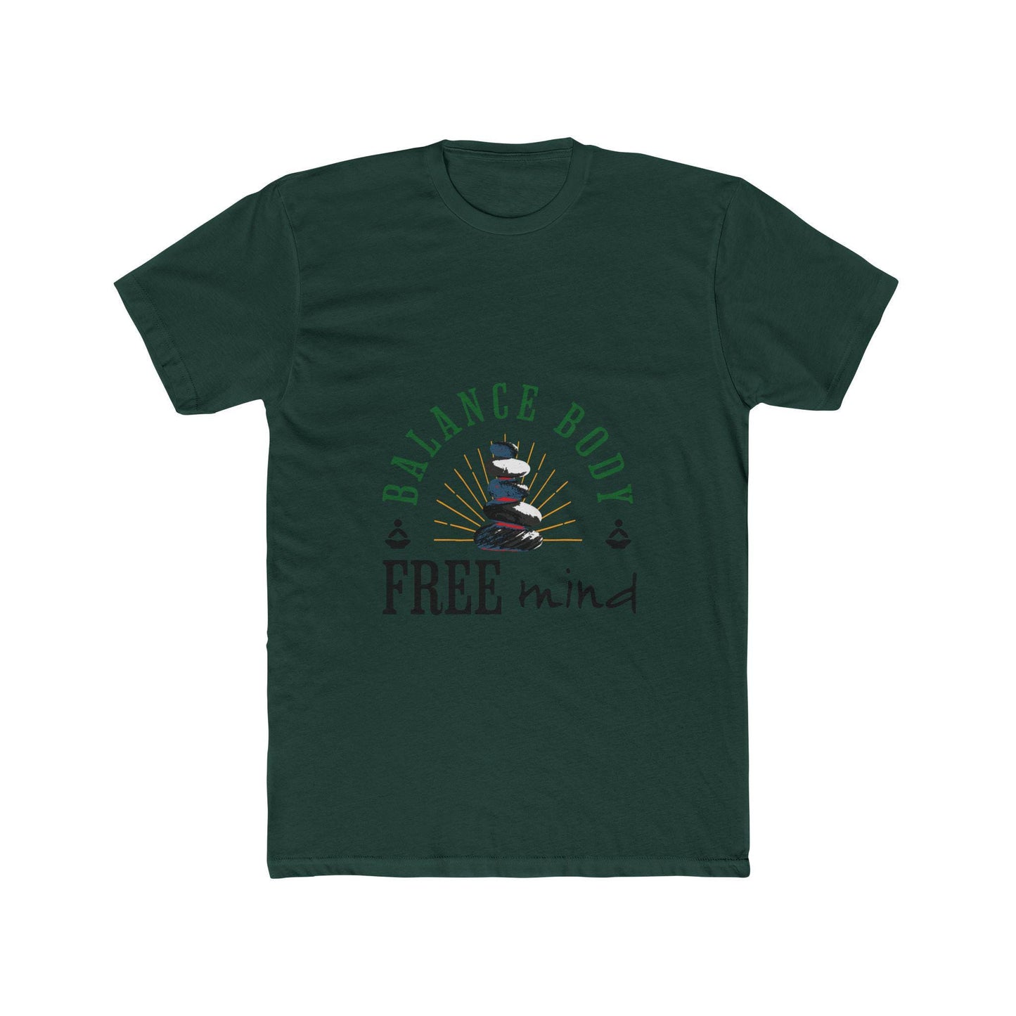 Balance Body Free Mind tee | Zen stacked stones graphic | Soft, Lightweight Fabric Tshirt