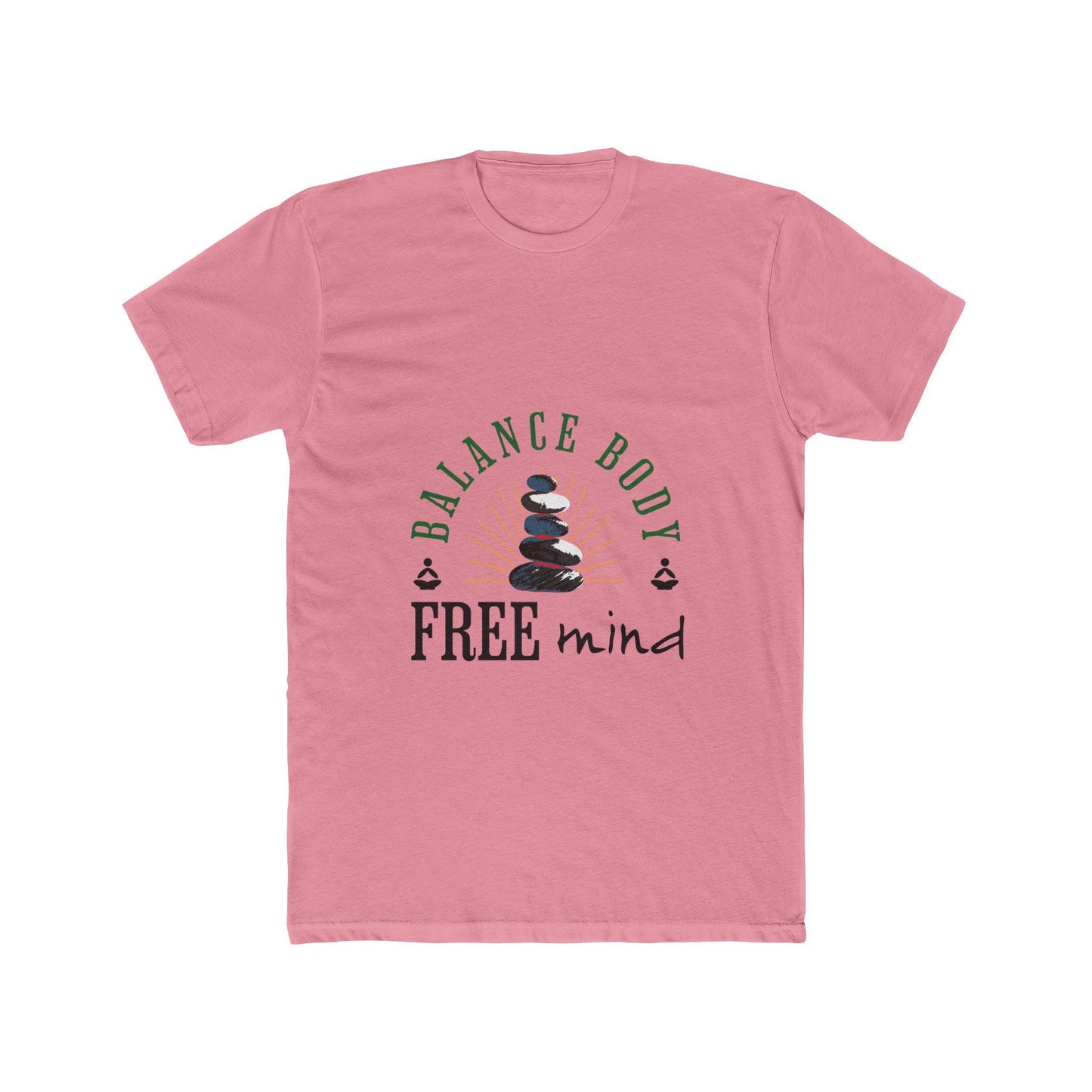 Balance Body Free Mind tee | Zen stacked stones graphic | Soft, Lightweight Fabric Tshirt