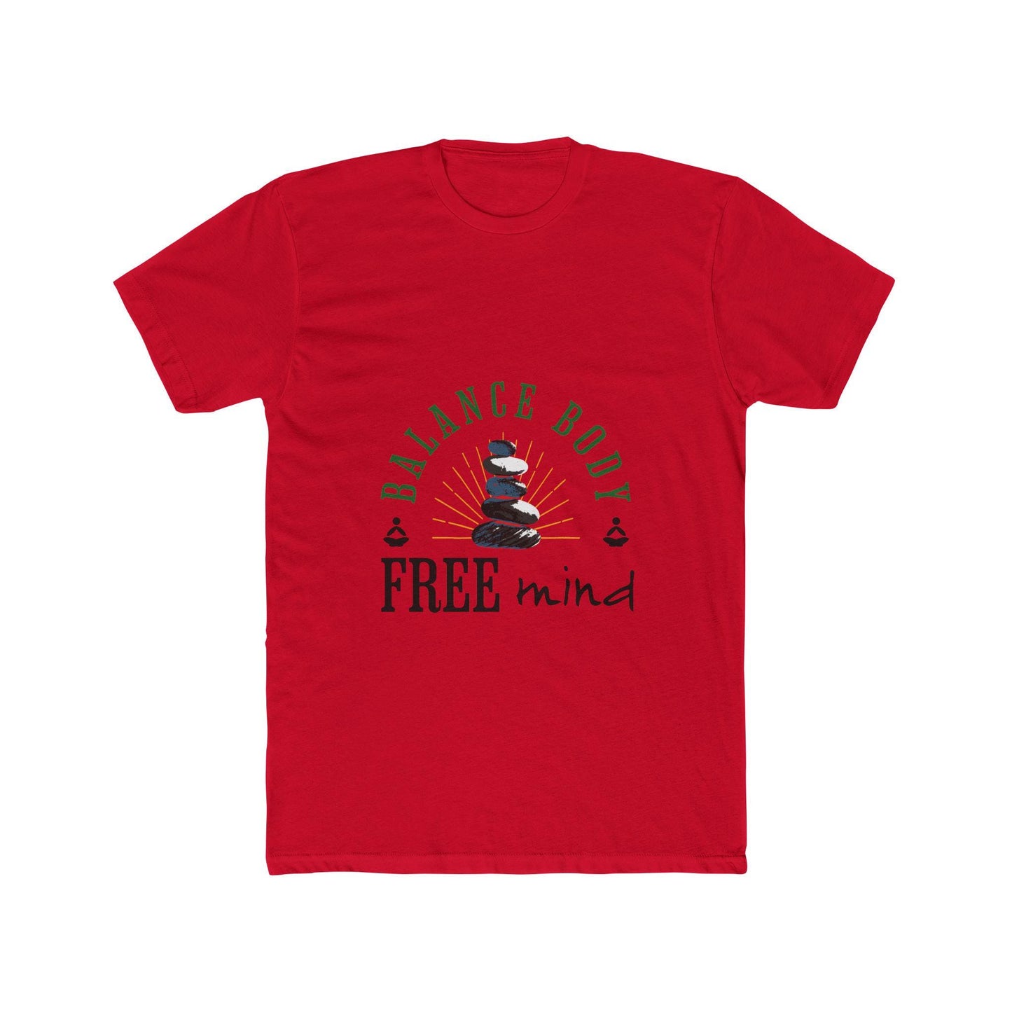 Balance Body Free Mind tee | Zen stacked stones graphic | Soft, Lightweight Fabric Tshirt