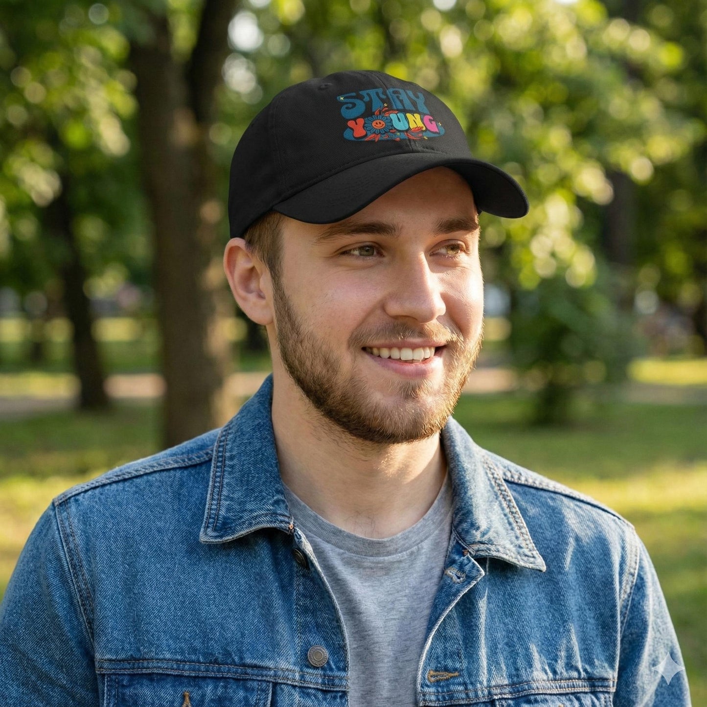 Stay Young Baseball Cap | 70s Retro Style Cotton Twill