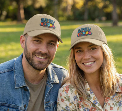 Stay Young Baseball Cap | 70s Retro Style Cotton Twill