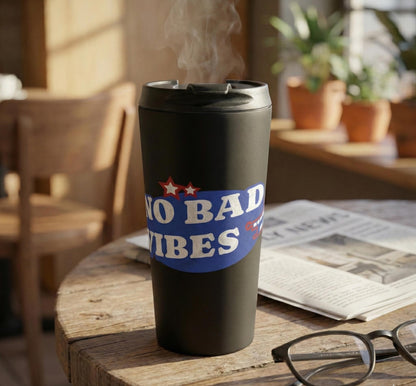 Retro 'No Bad Vibes' Stainless Steel Travel Mug