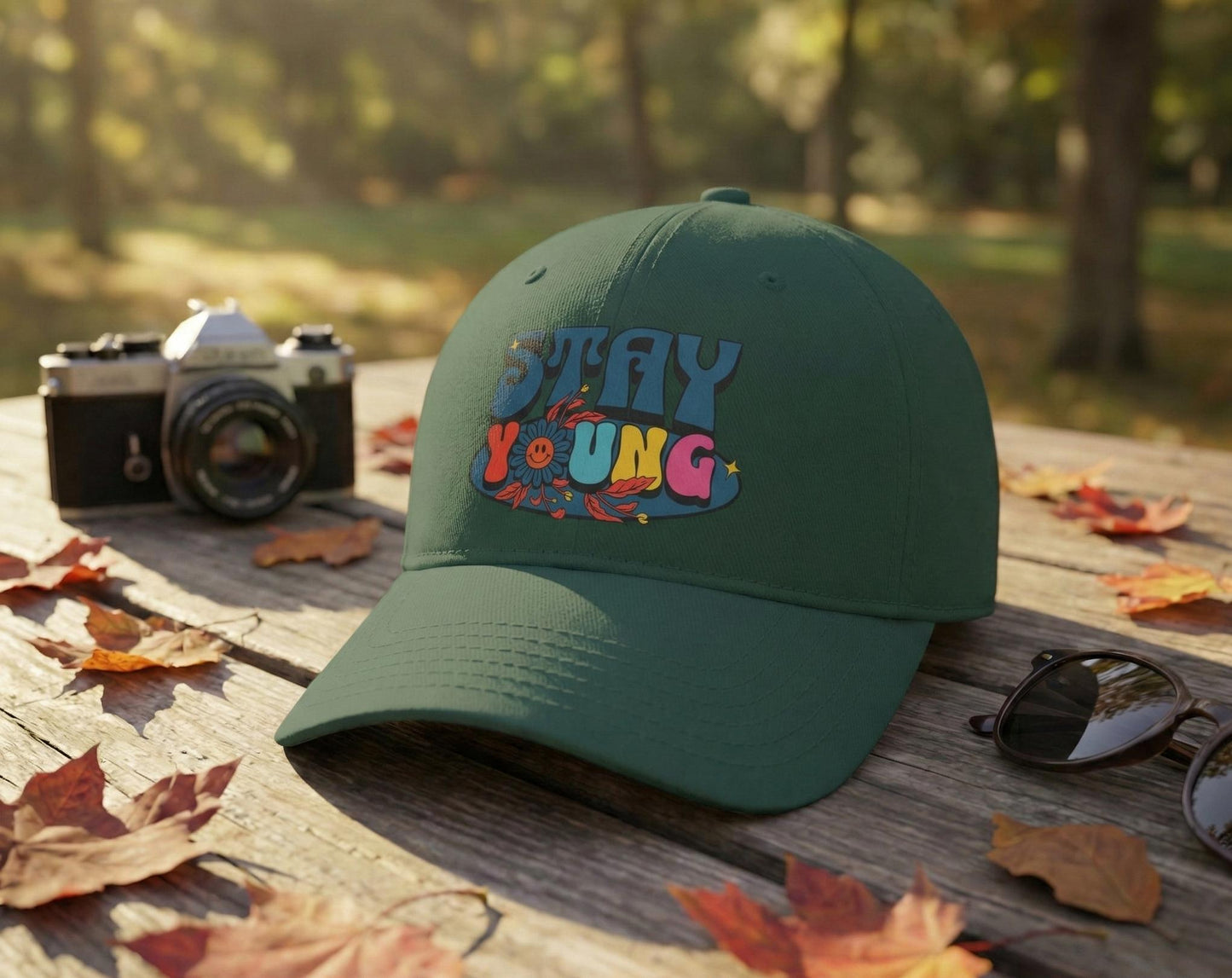 Stay Young Baseball Cap | 70s Retro Style Cotton Twill
