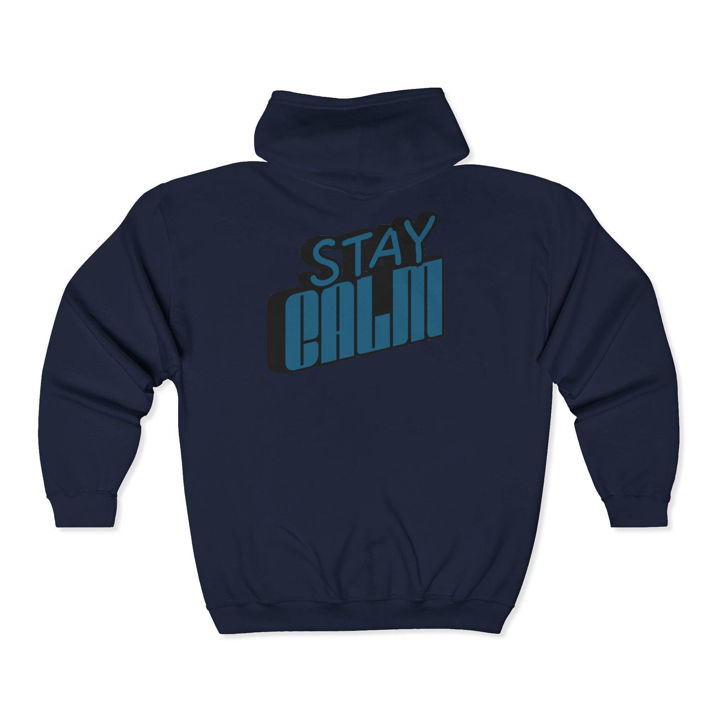 Retro "Stay Calm" Full Zip Hoodie | Mid-Weight Sweatshirt