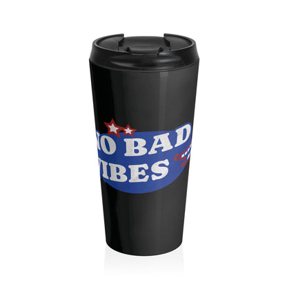 Retro 'No Bad Vibes' Stainless Steel Travel Mug