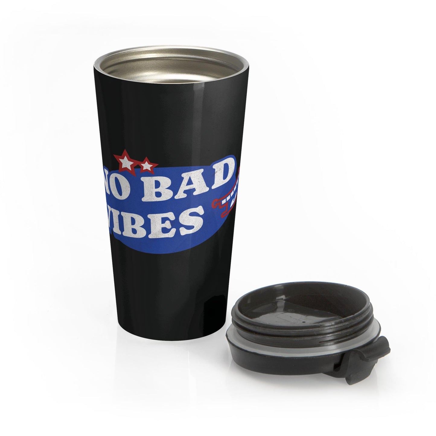 Retro 'No Bad Vibes' Stainless Steel Travel Mug