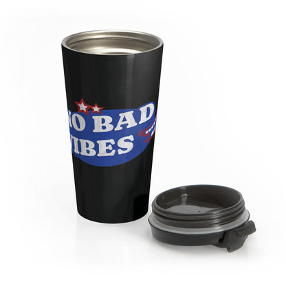 Retro 'No Bad Vibes' Stainless Steel Travel Mug