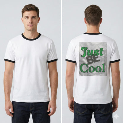 Just Be Cool T-Shirt | Retro Script on Ringer Tee | Retro Vibe to Everyday Wear