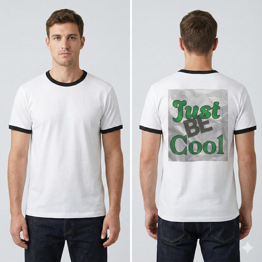 Just Be Cool T-Shirt | Retro Script on Ringer Tee | Retro Vibe to Everyday Wear