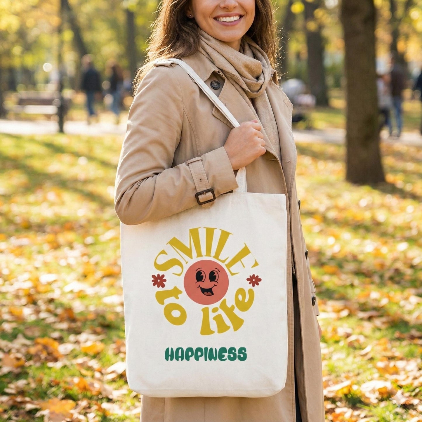Retro Sun Graphic Canvas Tote Bag | Smile to Life Design