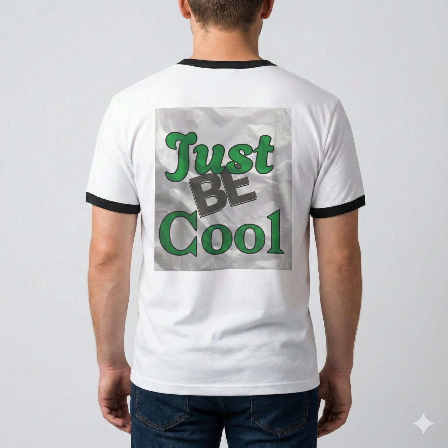 Just Be Cool T-Shirt | Retro Script on Ringer Tee | Retro Vibe to Everyday Wear