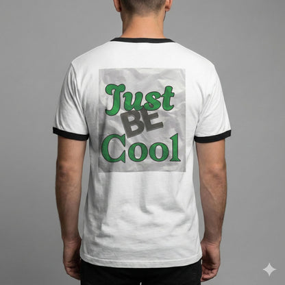 Just Be Cool T-Shirt | Retro Script on Ringer Tee | Retro Vibe to Everyday Wear