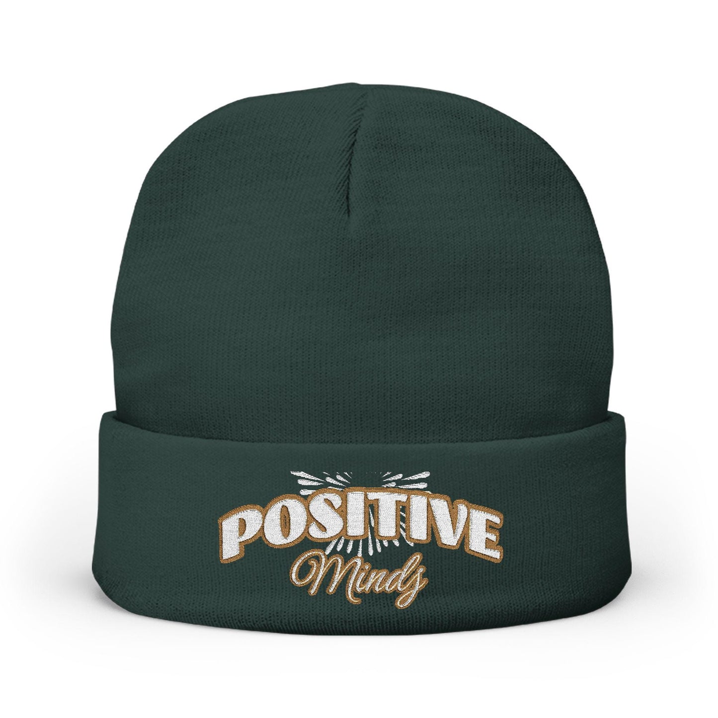 Positive Mind Embroidered Knit Beanie | Cotton-Acrylic Blend