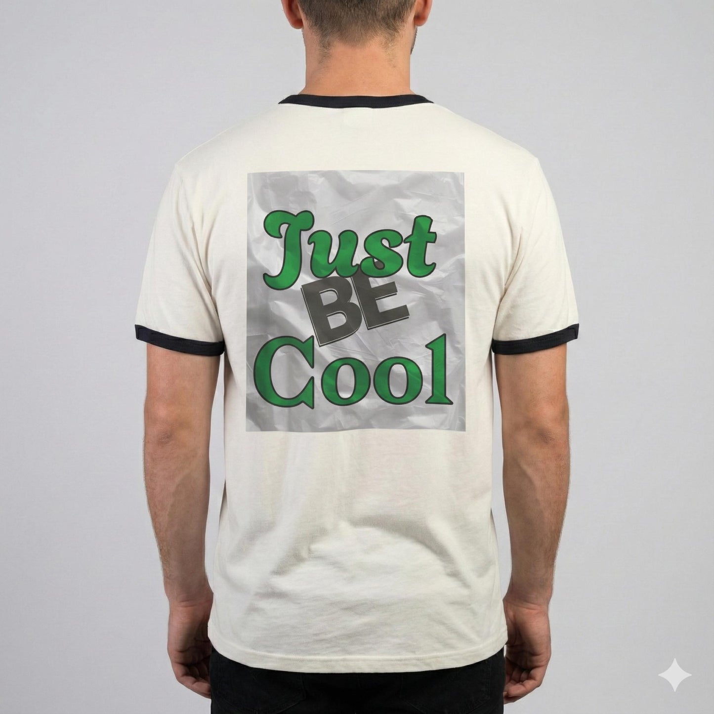Just Be Cool T-Shirt | Retro Script on Ringer Tee | Retro Vibe to Everyday Wear