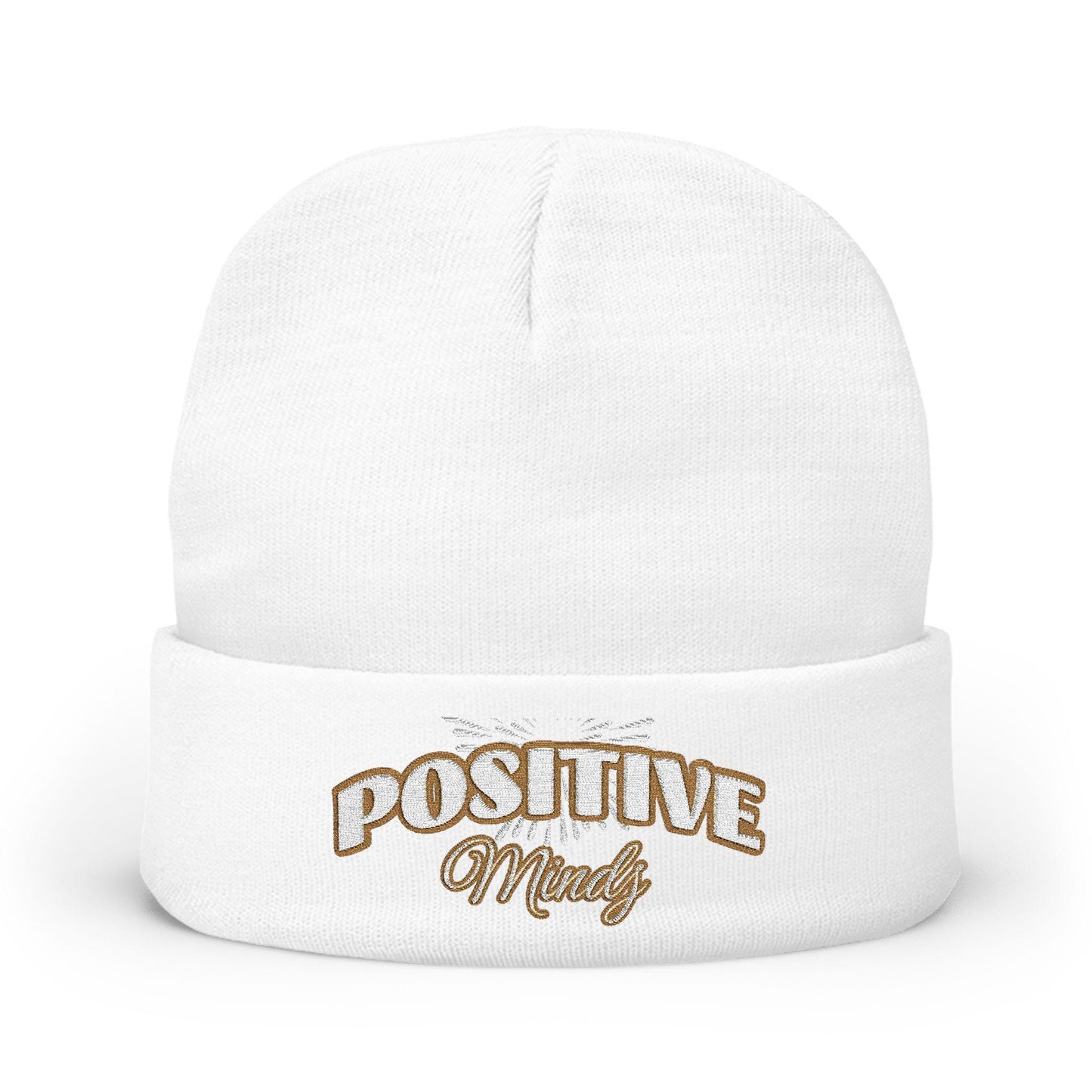 Positive Mind Embroidered Knit Beanie | Cotton-Acrylic Blend