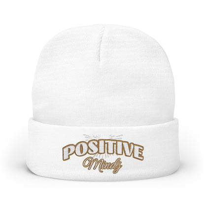 Positive Mind Embroidered Knit Beanie | Cotton-Acrylic Blend