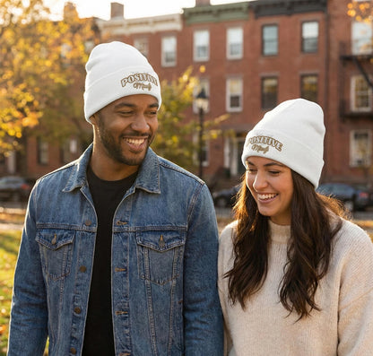 Positive Mind Embroidered Knit Beanie | Cotton-Acrylic Blend