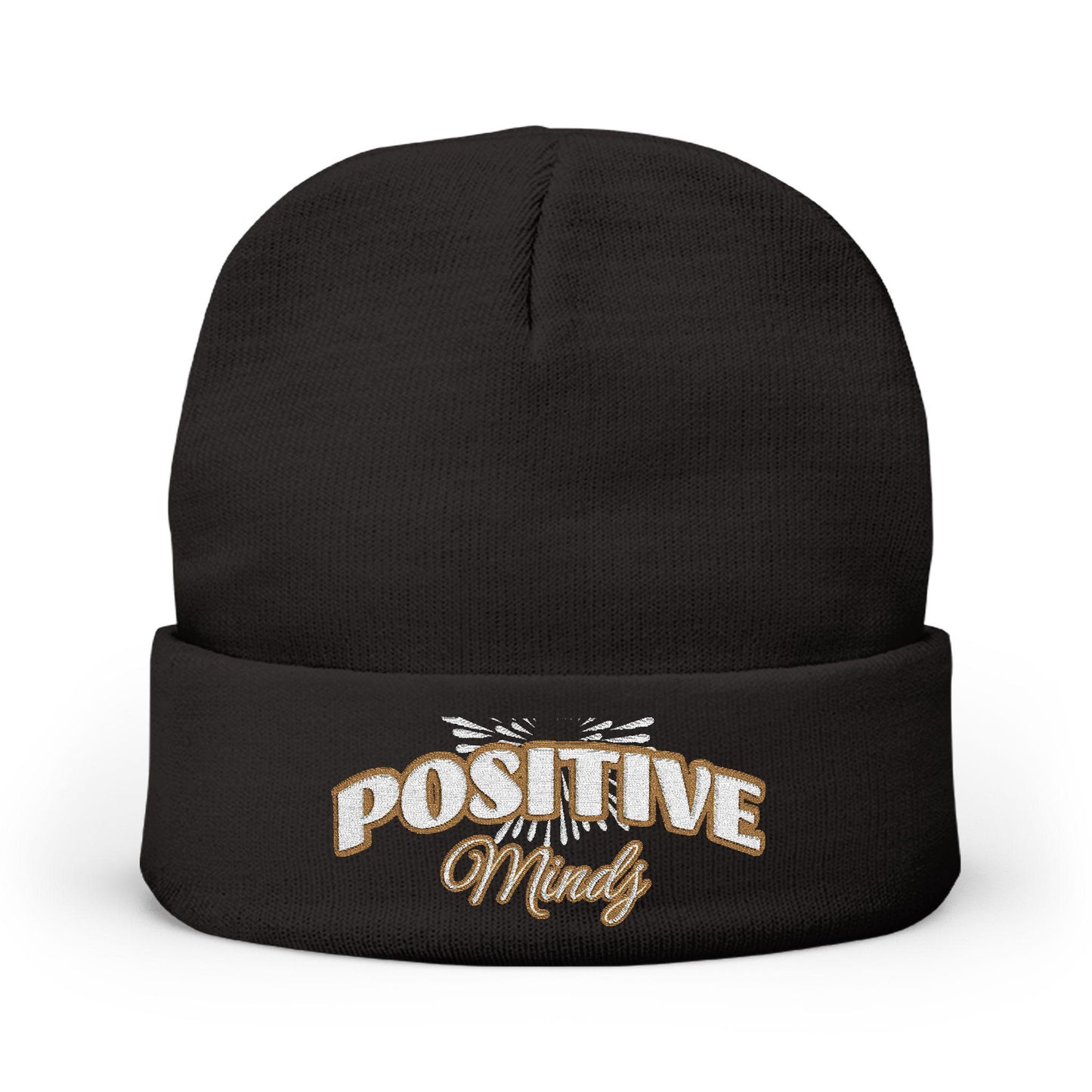 Positive Mind Embroidered Knit Beanie | Cotton-Acrylic Blend