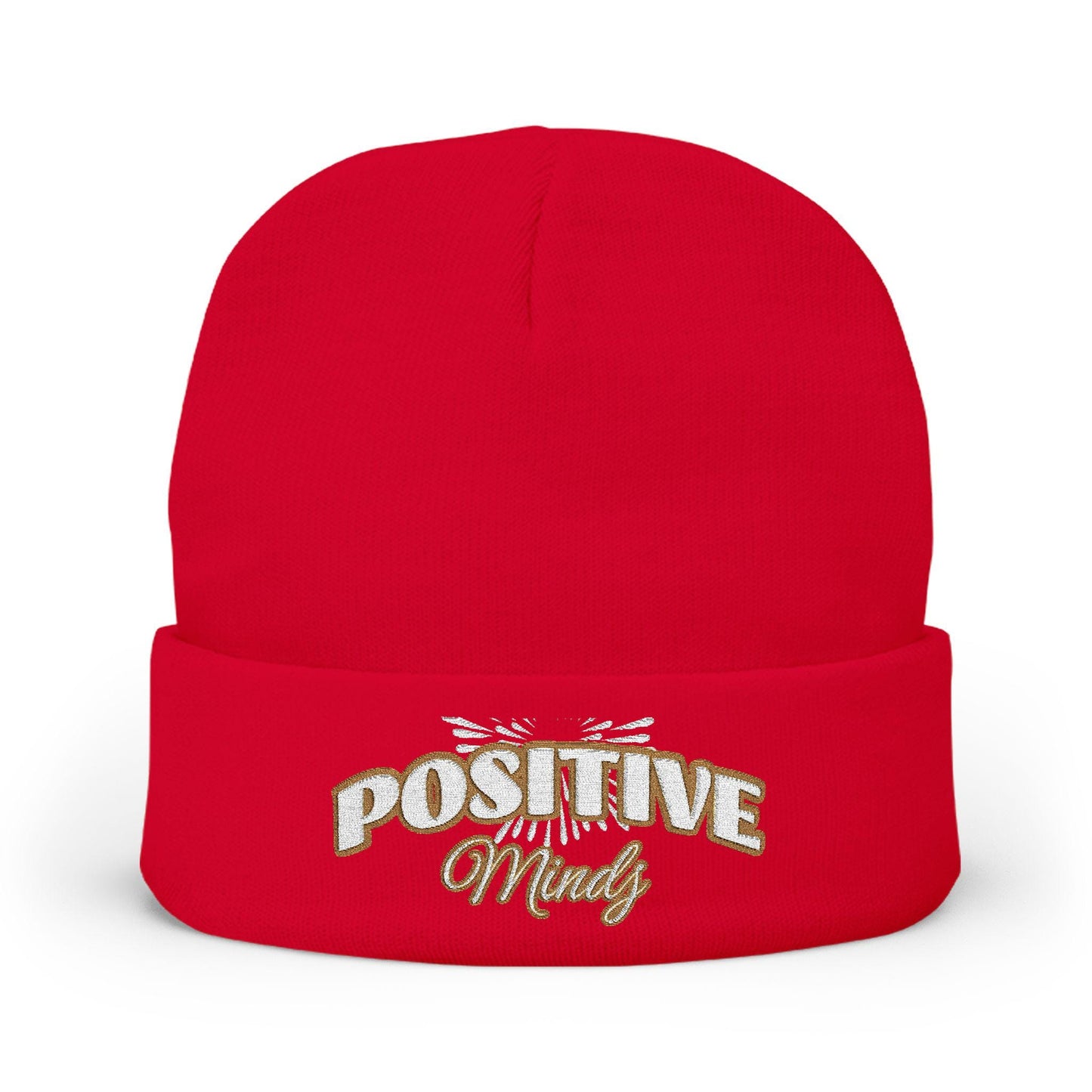 Positive Mind Embroidered Knit Beanie | Cotton-Acrylic Blend