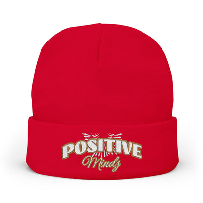 Positive Mind Embroidered Knit Beanie | Cotton-Acrylic Blend