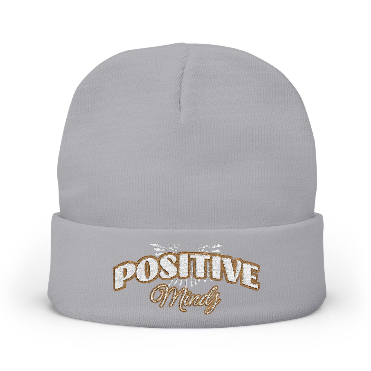 Positive Mind Embroidered Knit Beanie | Cotton-Acrylic Blend