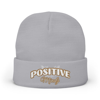 Positive Mind Embroidered Knit Beanie | Cotton-Acrylic Blend