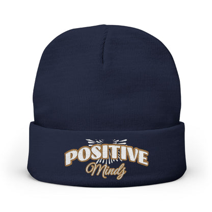 Positive Mind Embroidered Knit Beanie | Cotton-Acrylic Blend