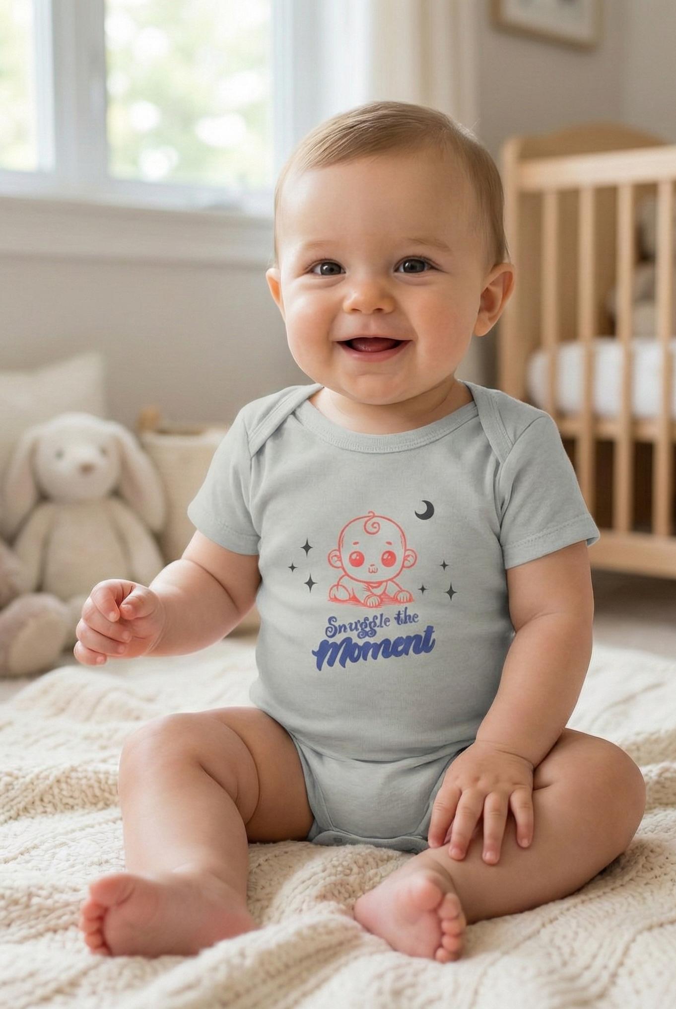 Snuggle the Moment Baby Onesie, Sleeping Baby Illustration