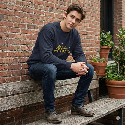 Attitude script crewneck sweatshirt | gold script lettering | Lightweight Warmth With a Confident Statement