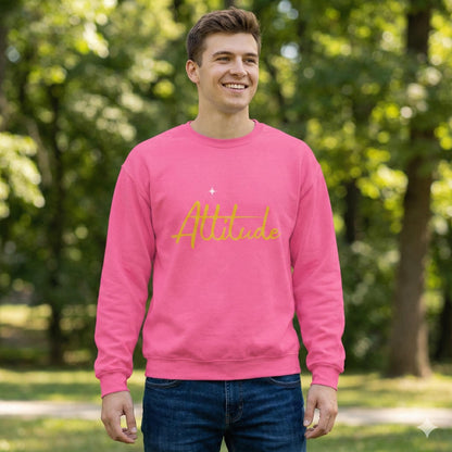 Attitude script crewneck sweatshirt | gold script lettering | Lightweight Warmth With a Confident Statement