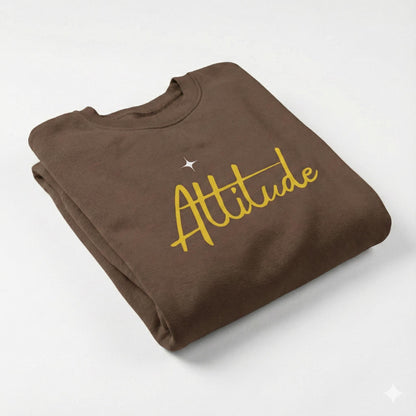 Attitude script crewneck sweatshirt | gold script lettering | Lightweight Warmth With a Confident Statement