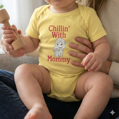 Chillin' With Mommy Bodysuit | Cute Baby Chick Design | Baby Shower Gift for Baby