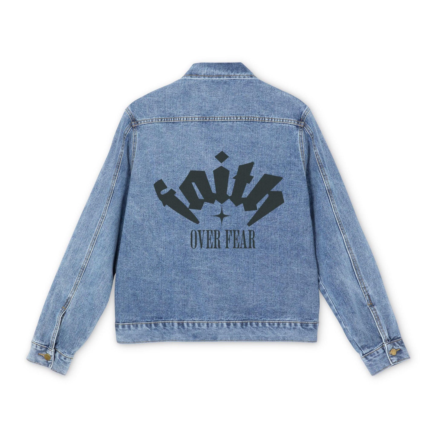 Faith Over Fear Denim Jacket | Back Graphic Statement Piece