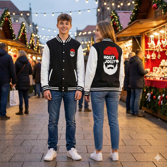 Holly Jolly Santa Beard Varsity Jacket | Christmas Letterman