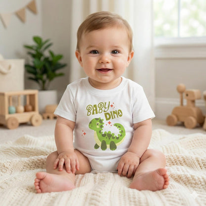 Baby Dino Toddler T-shirt | Cute Green Dinosaur Illustration | Cute Baby T-shirt