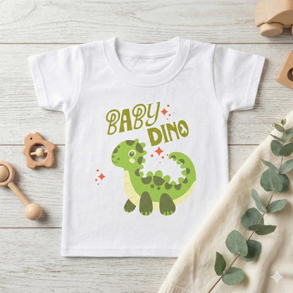 Baby Dino Toddler T-shirt | Cute Green Dinosaur Illustration | Cute Baby T-shirt