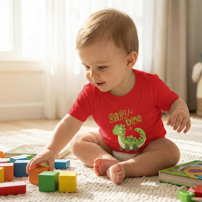 Baby Dino Toddler T-shirt | Cute Green Dinosaur Illustration | Cute Baby T-shirt