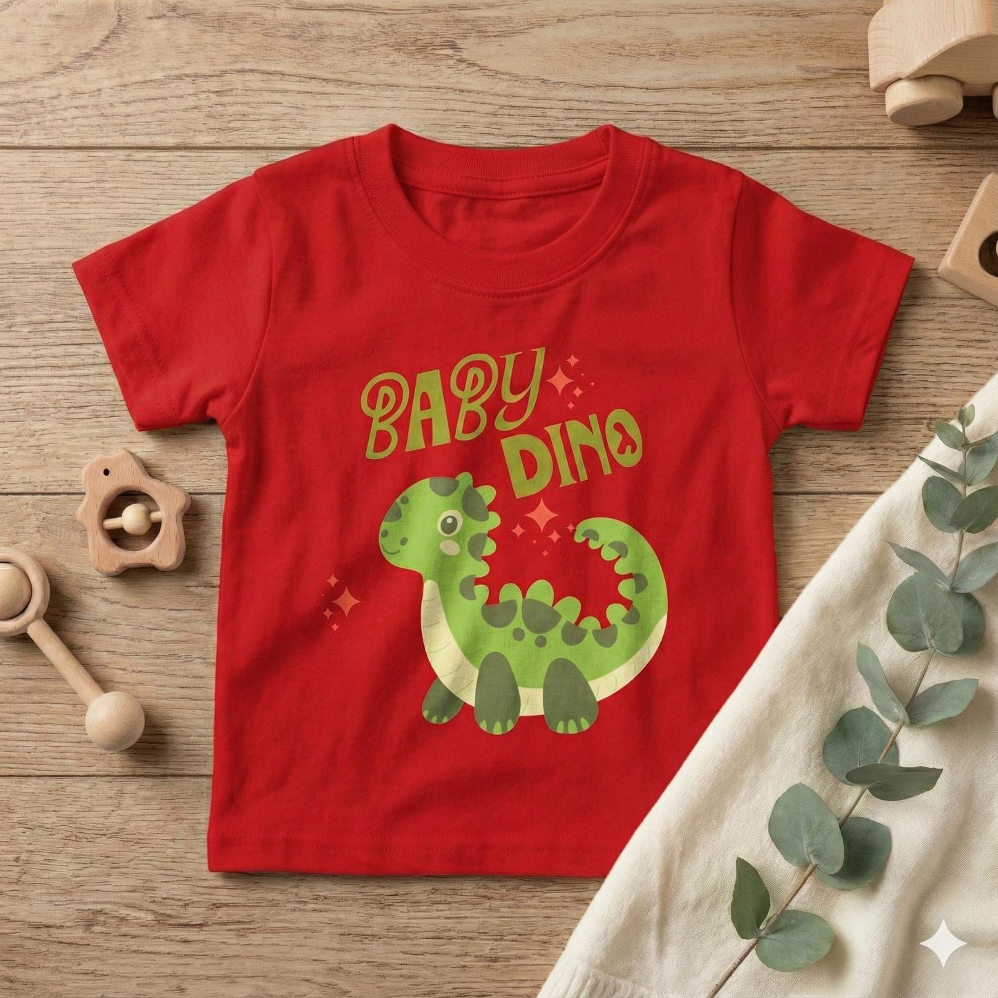 Baby Dino Toddler T-shirt | Cute Green Dinosaur Illustration | Cute Baby T-shirt