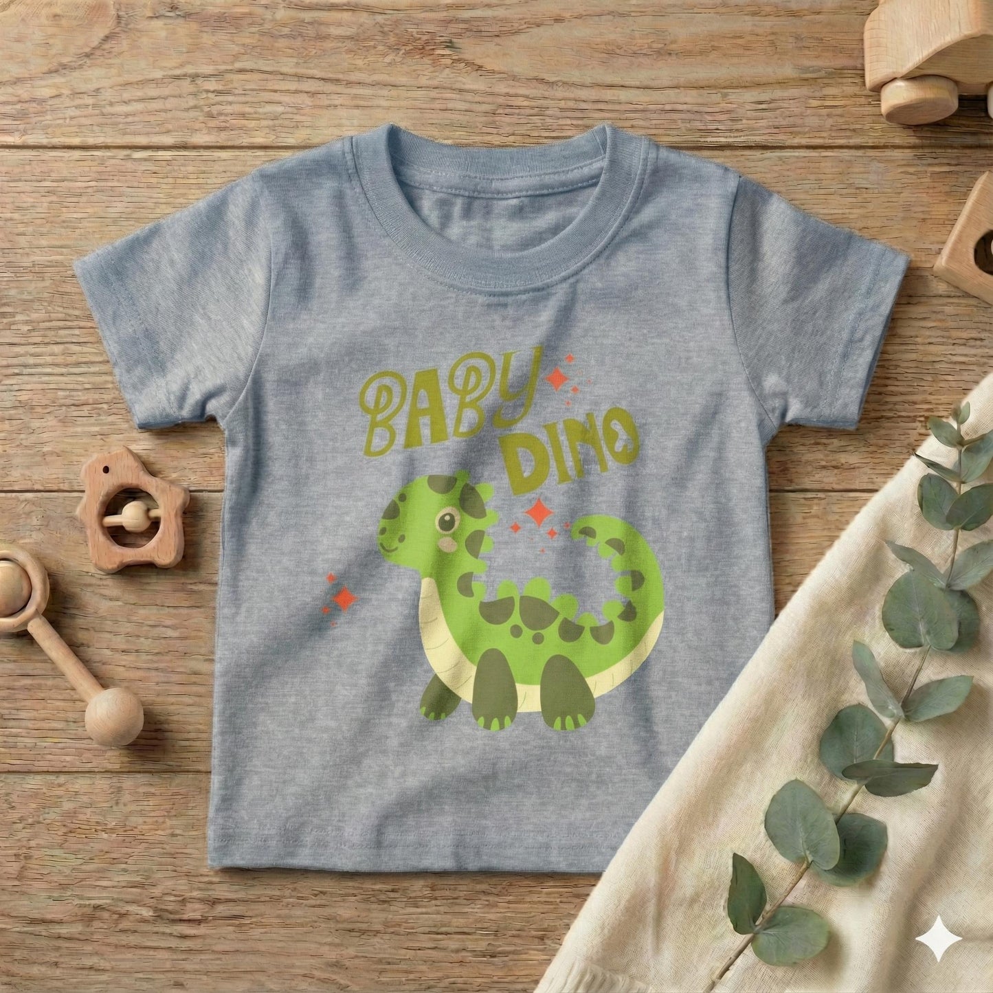 Baby Dino Toddler T-shirt | Cute Green Dinosaur Illustration | Cute Baby T-shirt